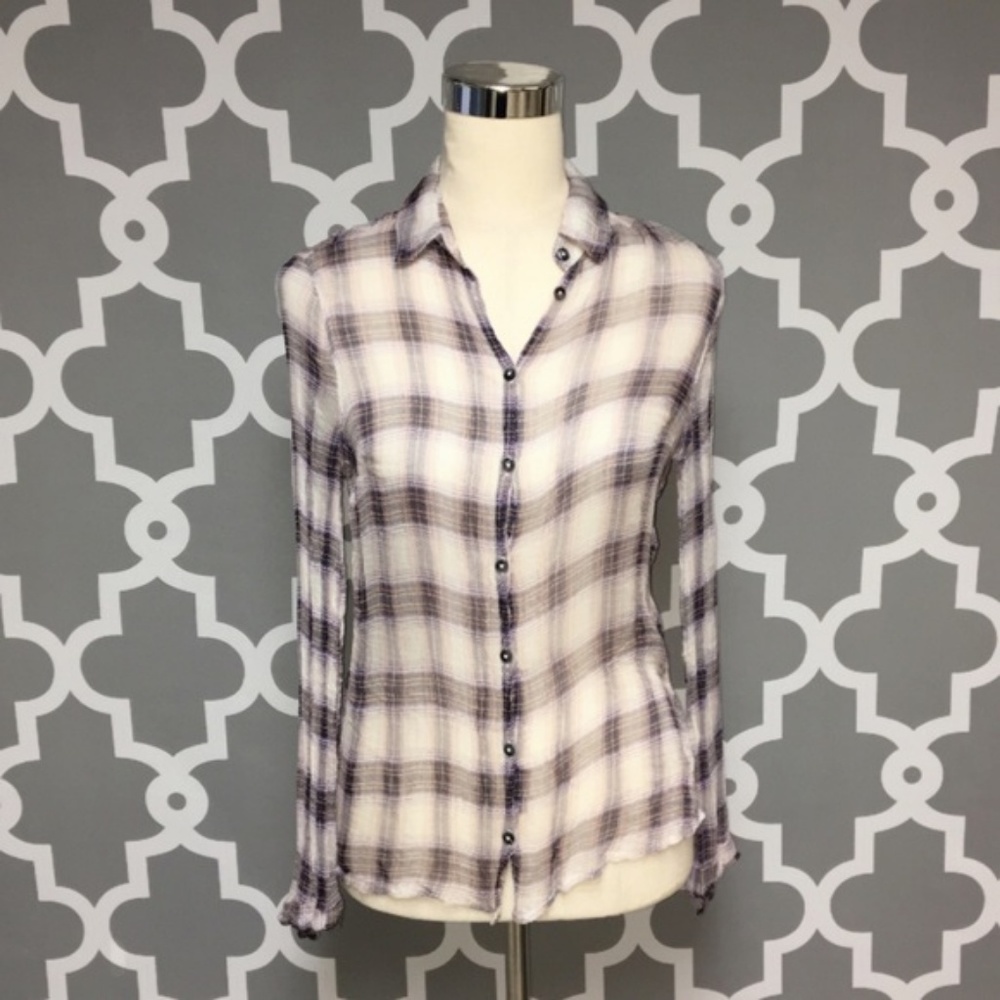 Urban Outfitters BDG Sheer Plaid Button Down Shirt